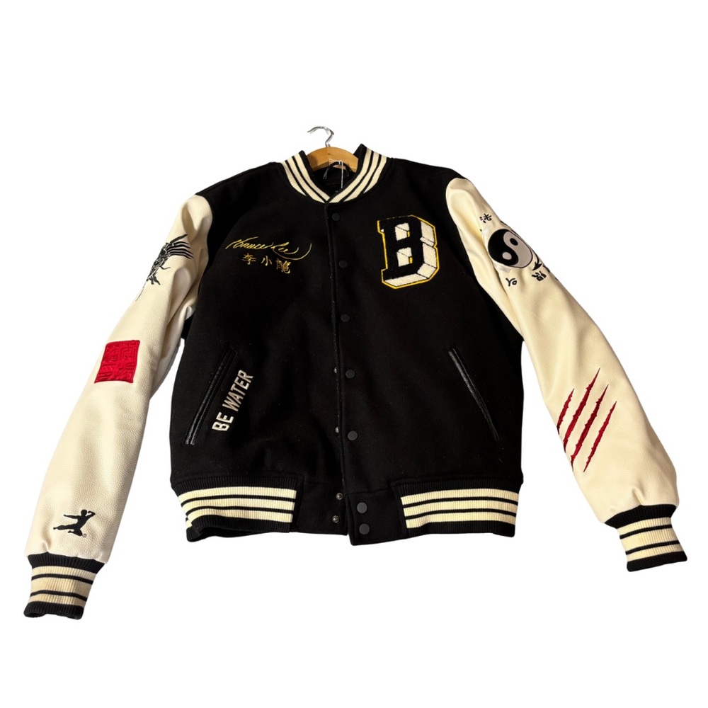 SOLD- Limited Edition Bruce Lee Black and Cream Varsity Jacket